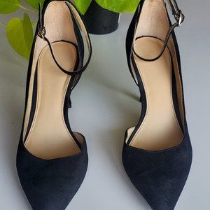 Ivanka Trump Ankle Strap Black Suede heels Size 8.5M